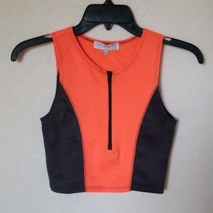 Daydreamer LA UO Neon Orange & Dark Grey Tank Top